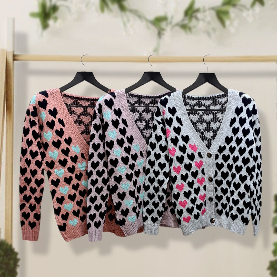 Colorful Hearts Thick Wool Sweater