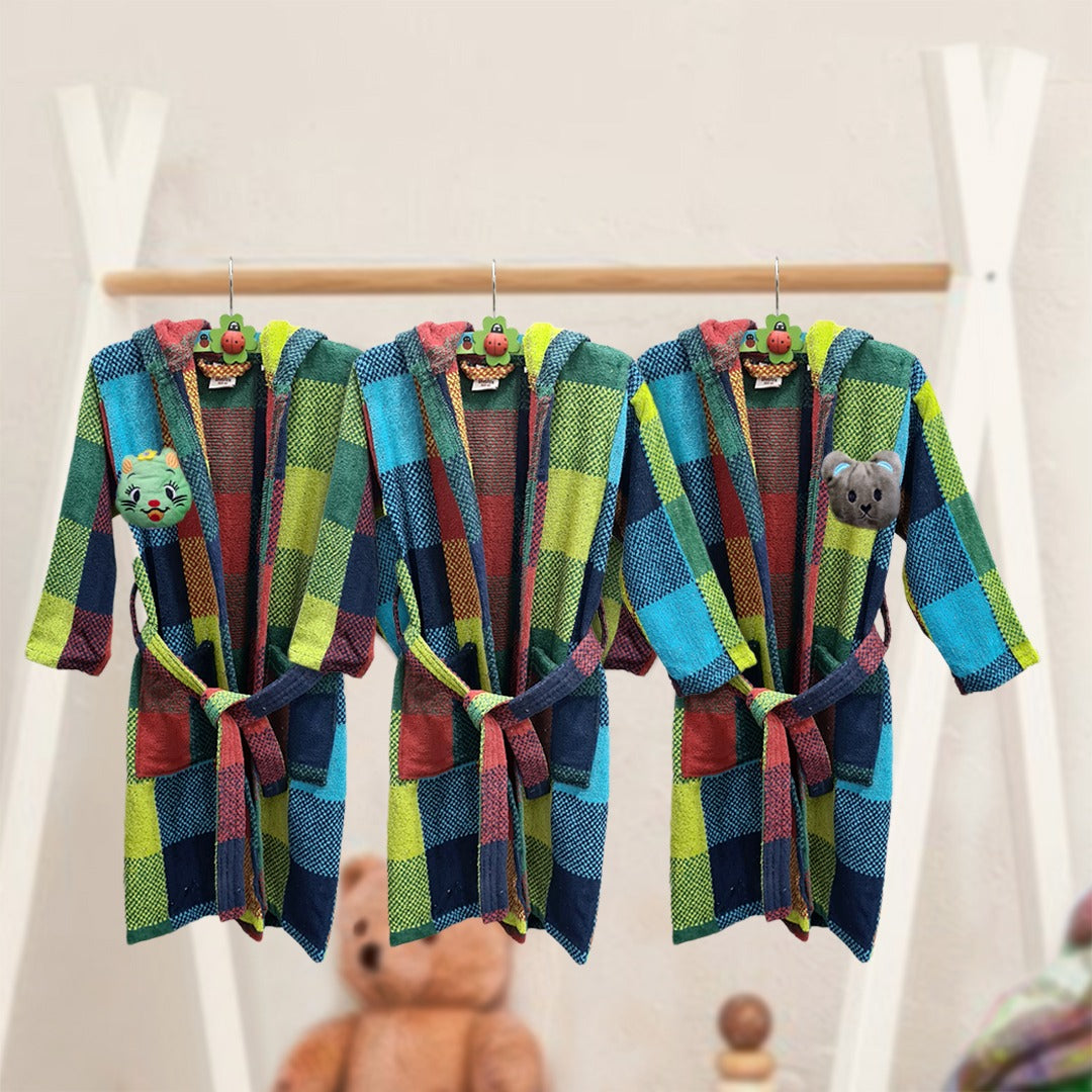 Colorful Squares Kids Bathrobe