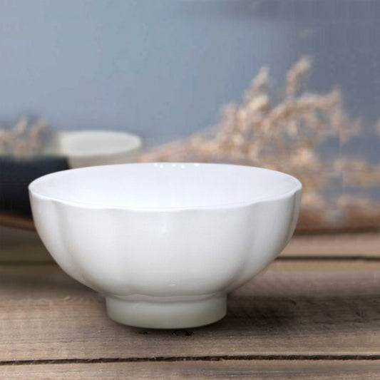 Curved White Porcelain Bowl