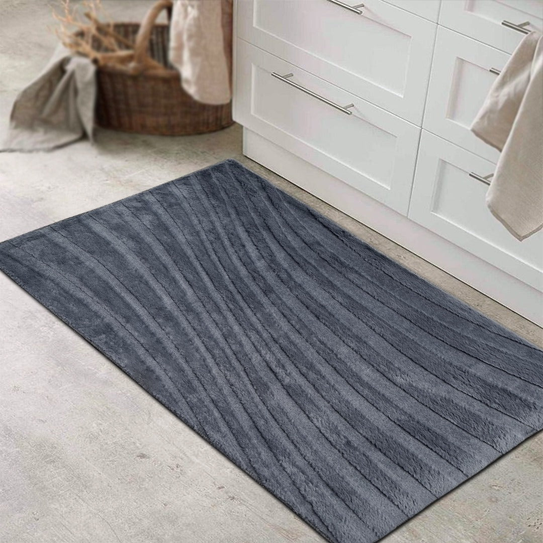 Dark Grey Waves Fur Carpet (Available in 5 sizes)