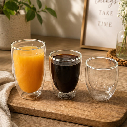 Double Glass Cups (Available in 3 sizes)