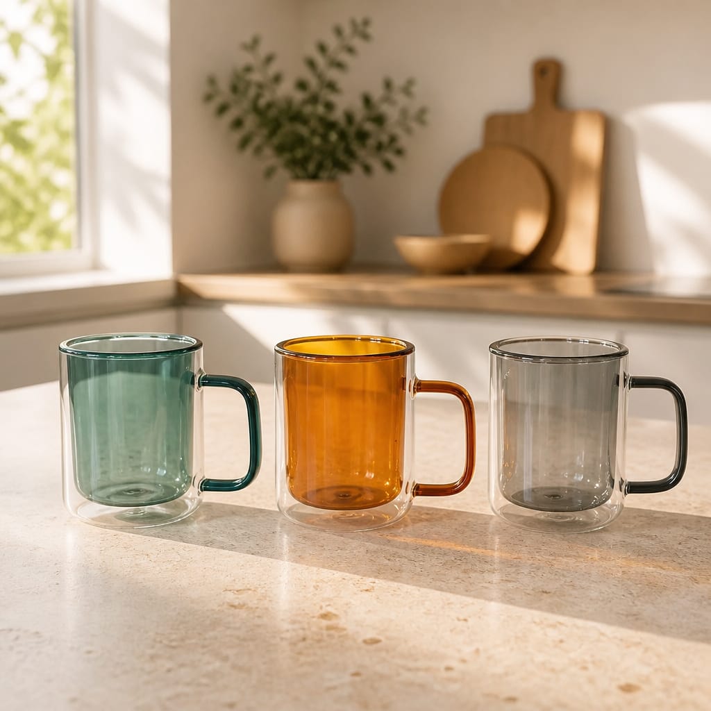 Colorful Double Glass Mugs 300ml
