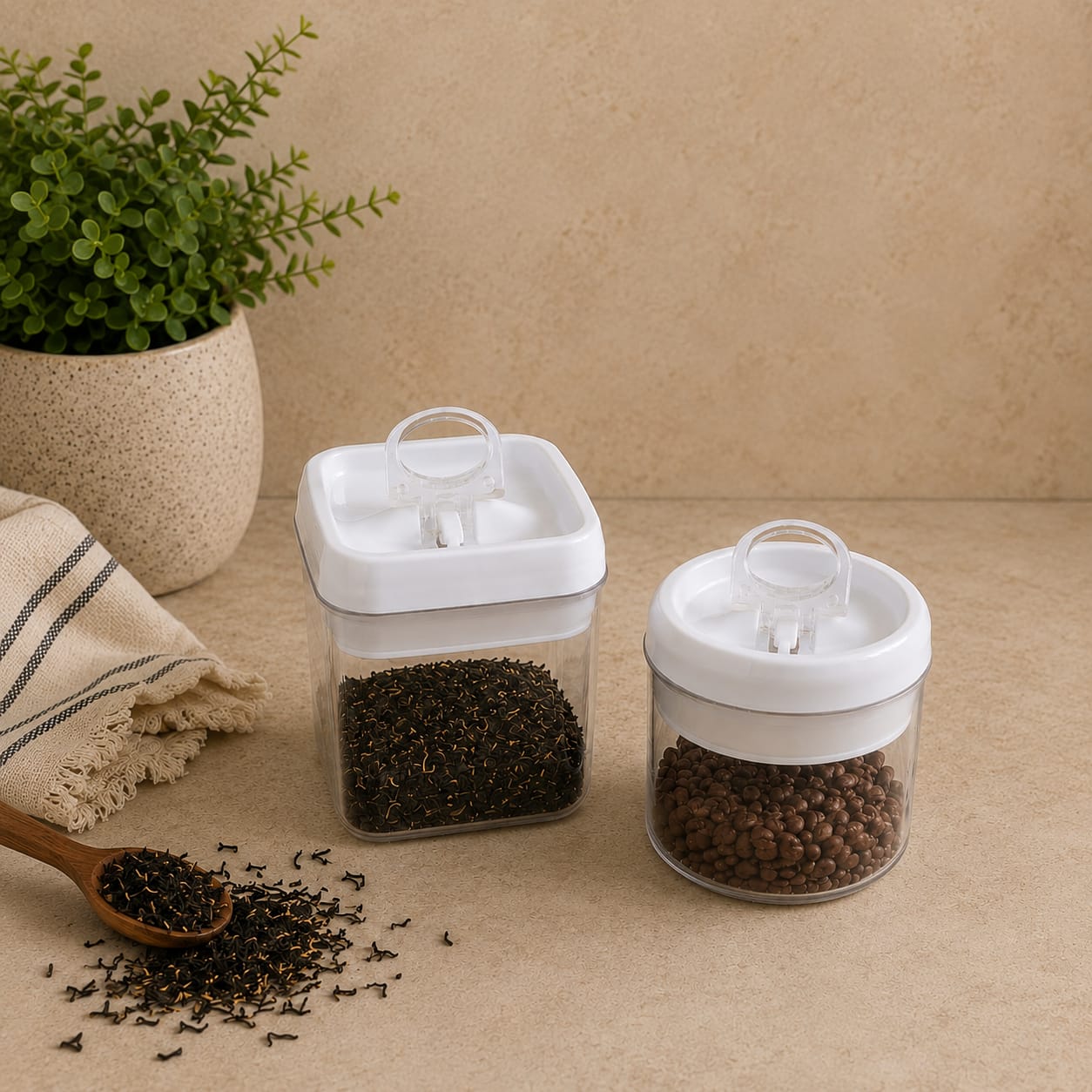 Easy-lock Airtight White Plastic Containers