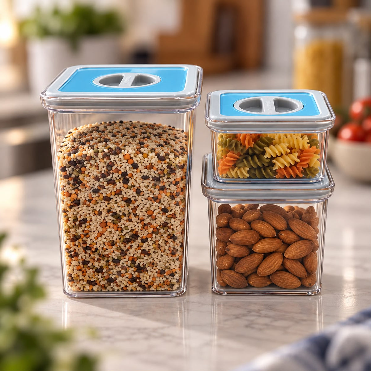 Twist-lock Airtight Blue Plastic Containers