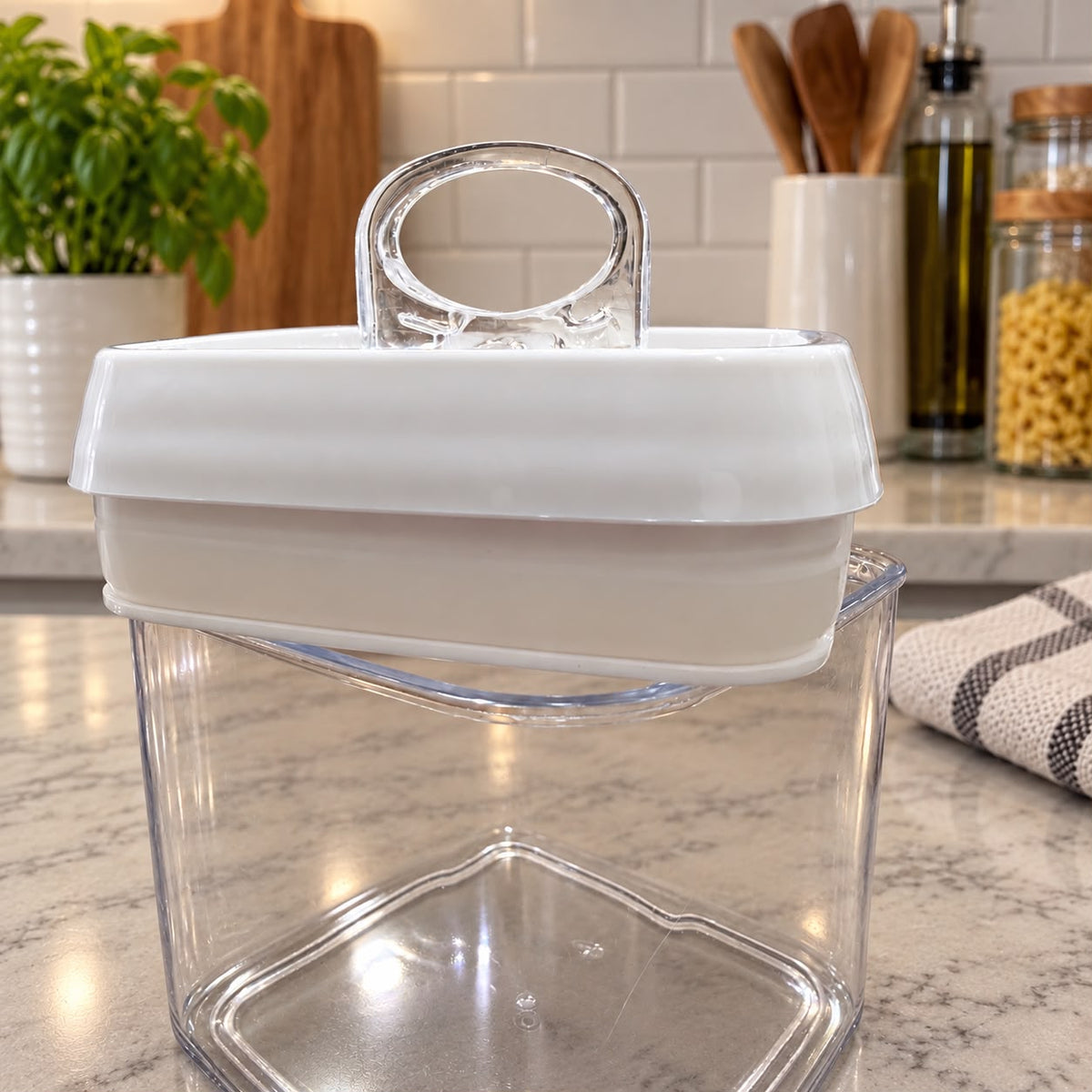 Easy-lock Airtight White Plastic Containers