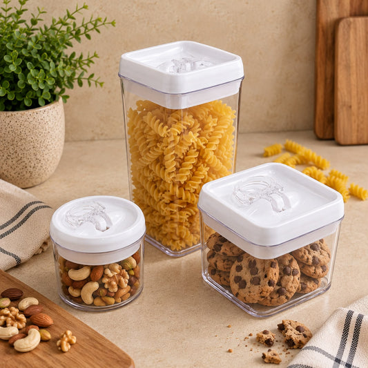 Easy-lock Airtight White Plastic Containers