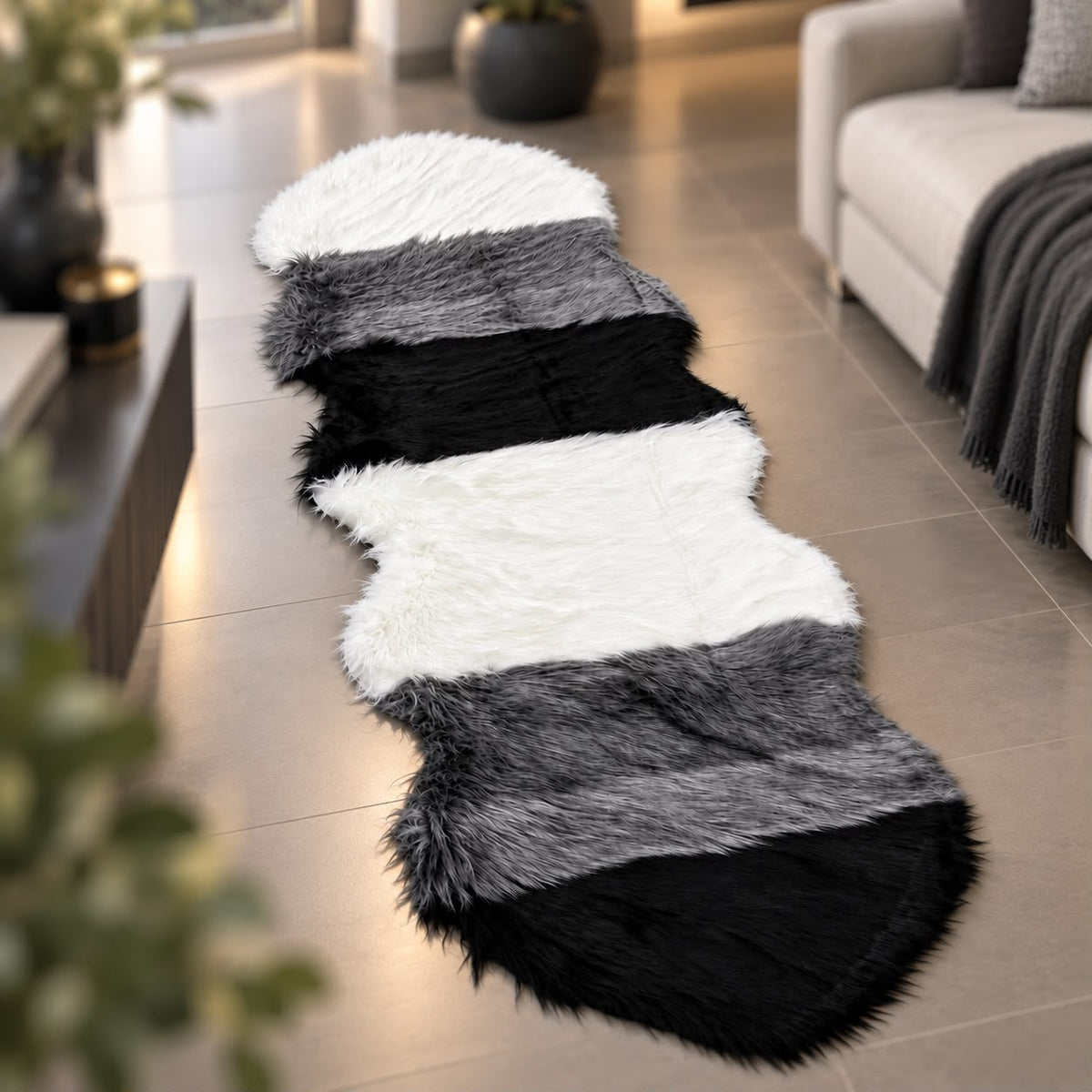 Faux Fur Multicolor Long Rug (Available in 3 colors)