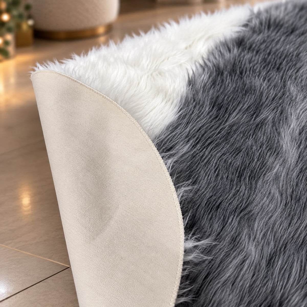 Faux Fur Multicolor Round Rug (Available in 3 colors)