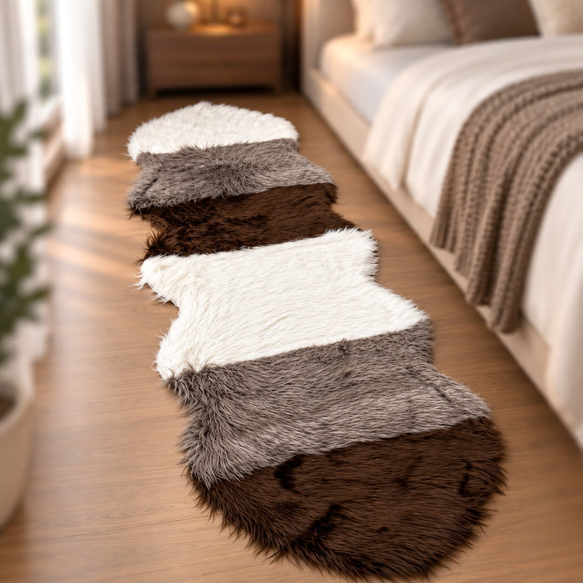 Faux Fur Multicolor Long Rug (Available in 3 colors)