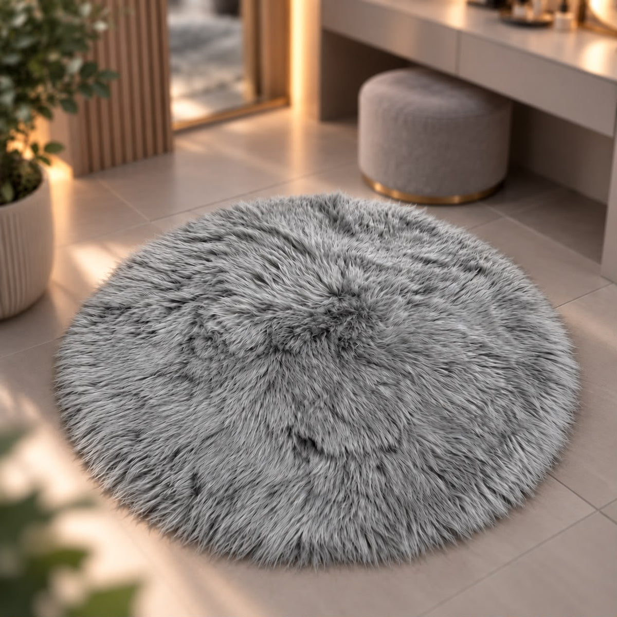 Faux Fur Round Rug (Available in 3 colors)