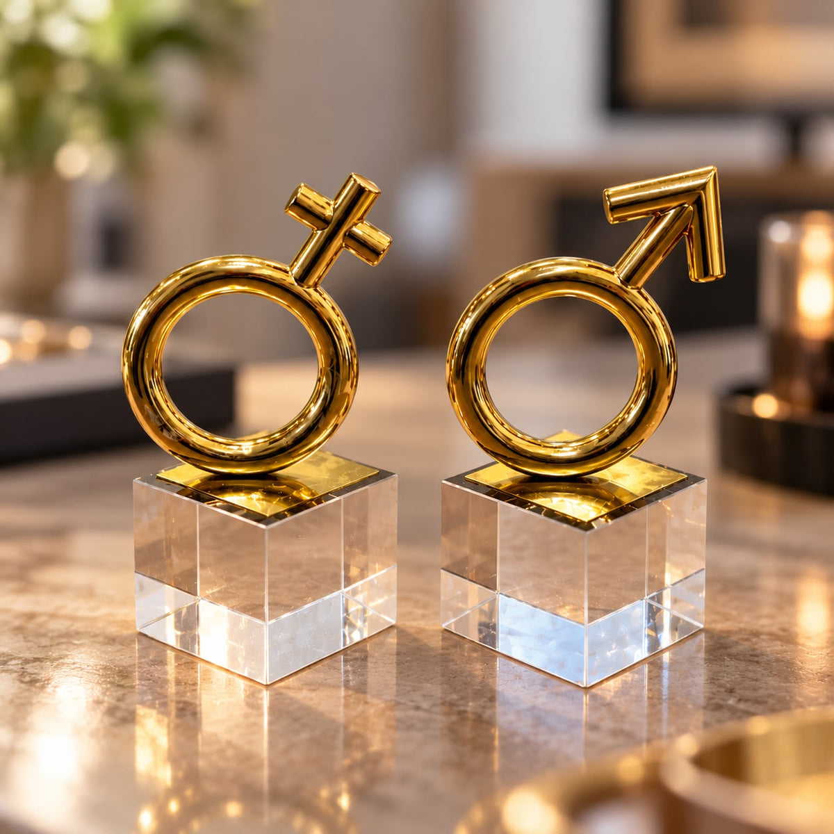 Gold Gender Symbols Figurines