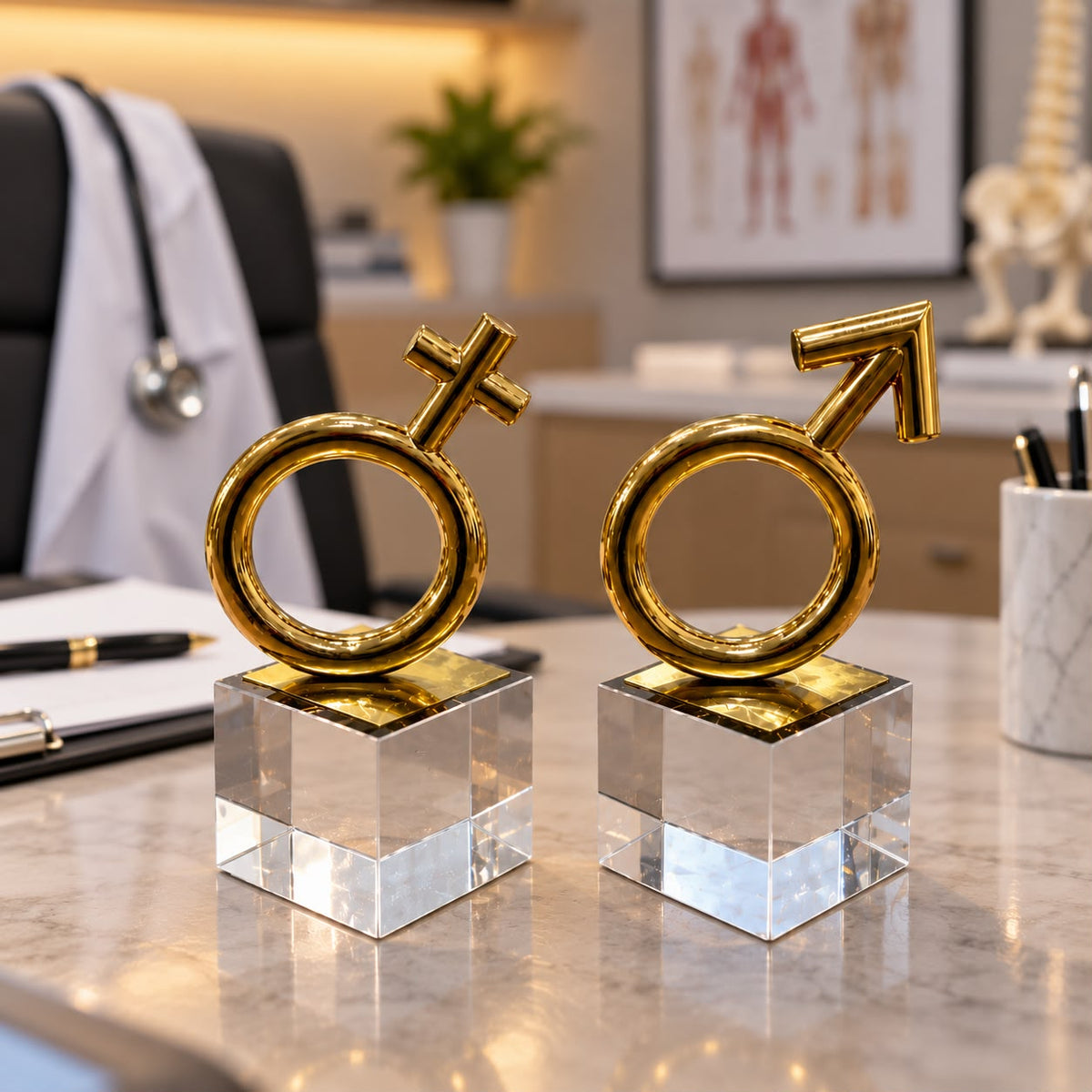 Gold Gender Symbols Figurines