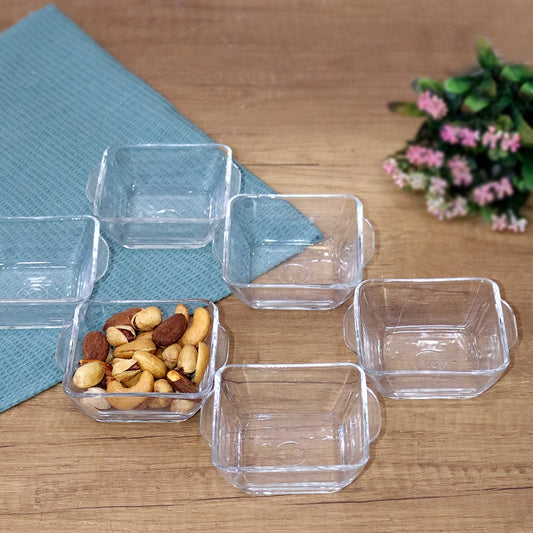 Glass Square Bowls with Handles Set (6pcs)