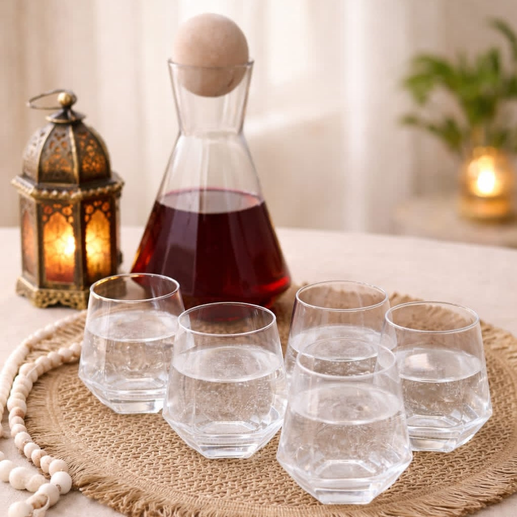 Glass Cups & Pitcher Set (7pcs)