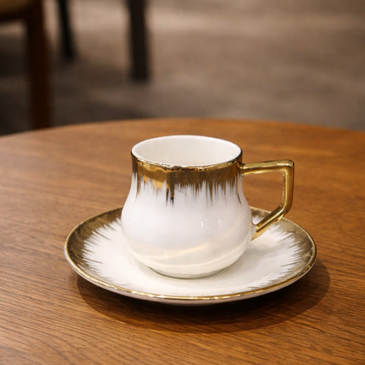 Gold Lines Porcelain Coffee Cups Set (6pcs)