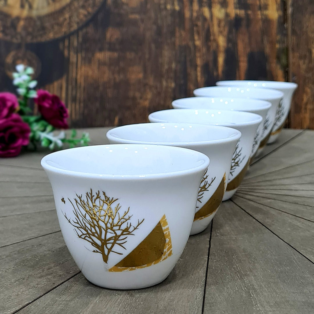 Golden Tree Porcelain Coffee Cups Set (6pcs)