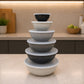 Gourmet Grey Plastic Bowls with Lids Set (6pcs)