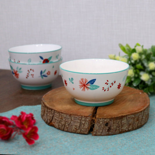 Green Flowers Porcelain Bowl