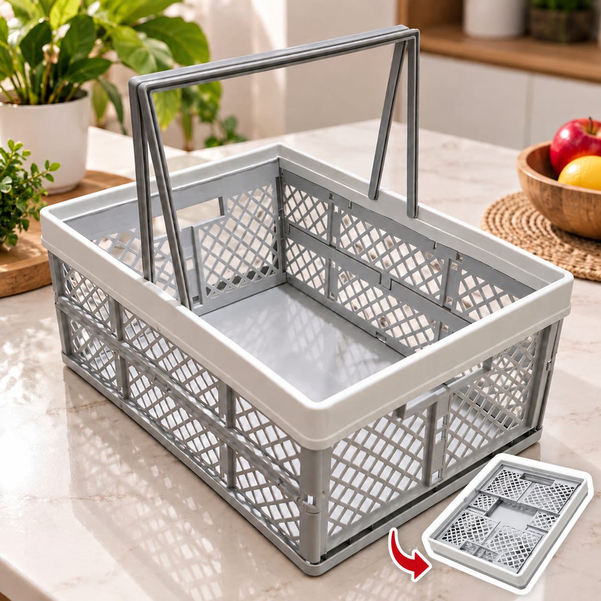 Grey & White Plastic Basket