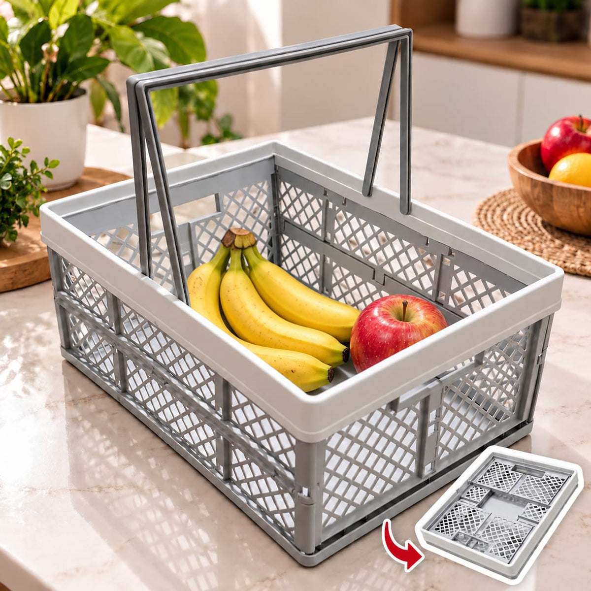 Grey & White Plastic Basket