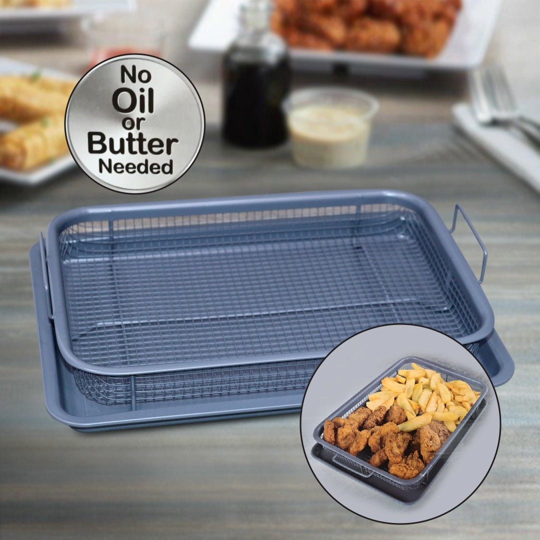 2-Piece Rectangle Oven Basket & Tray Set