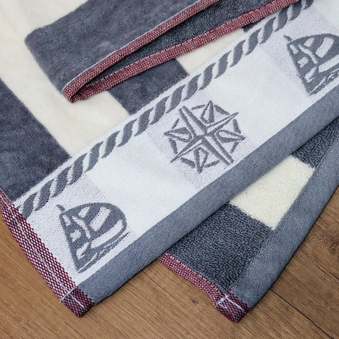 Grey Ship Cotton Face Towel