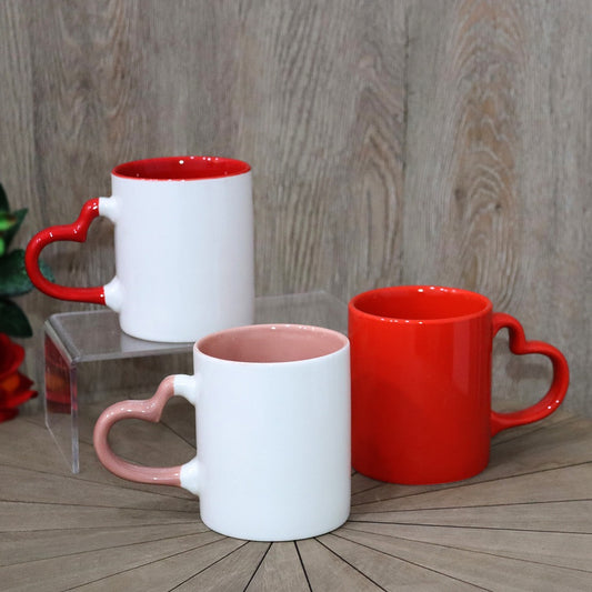 Heart Handle Porcelain Mugs