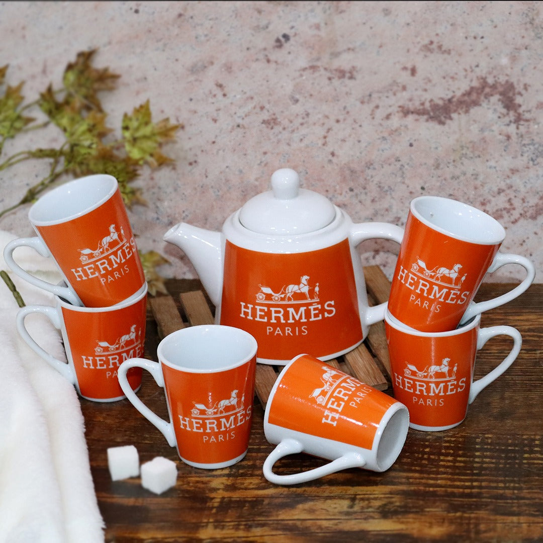 Hermes Porcelain Teapot & Cups Set (8pcs)