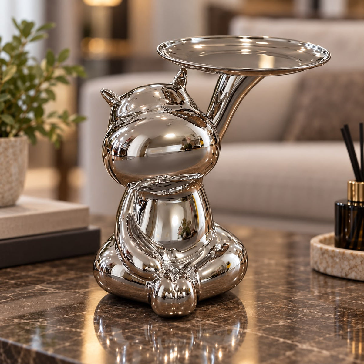 Hippo Ceramic Tray Statue