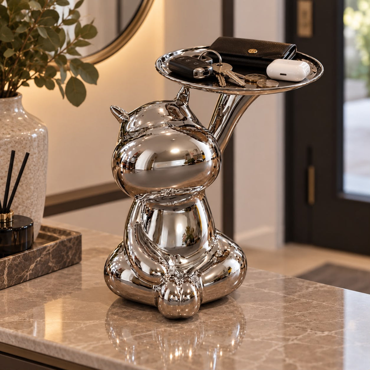 Hippo Ceramic Tray Statue