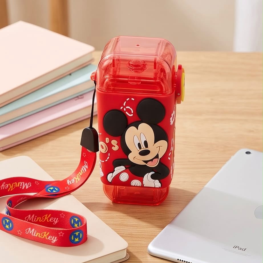 Red Mickey Plastic Small Water Bottle 280ml