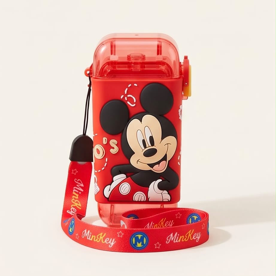 Red Mickey Plastic Small Water Bottle 280ml