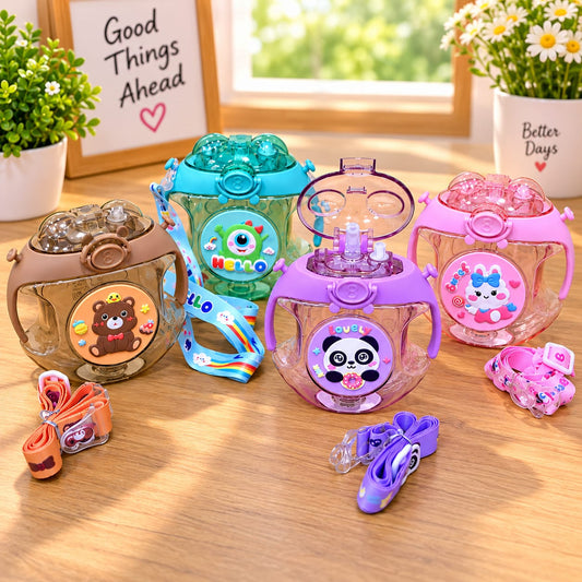 Kids Round Plastic Water Bottle with Atomizer Spray 500ml