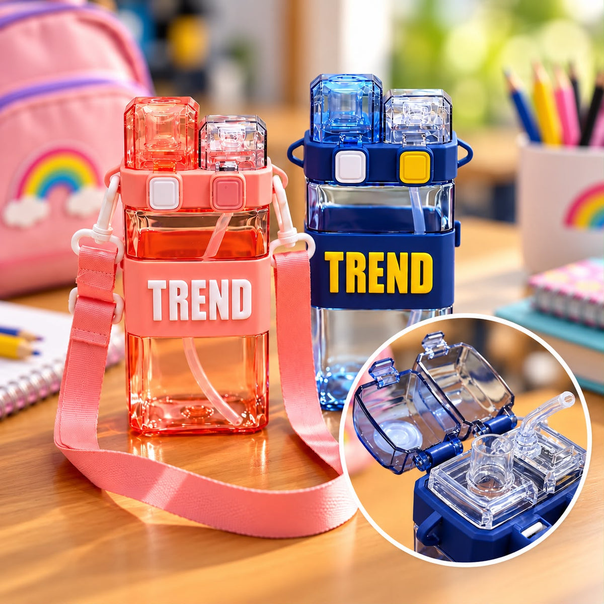 2in1 Dual-Drink Plastic Water Bottle 520ml