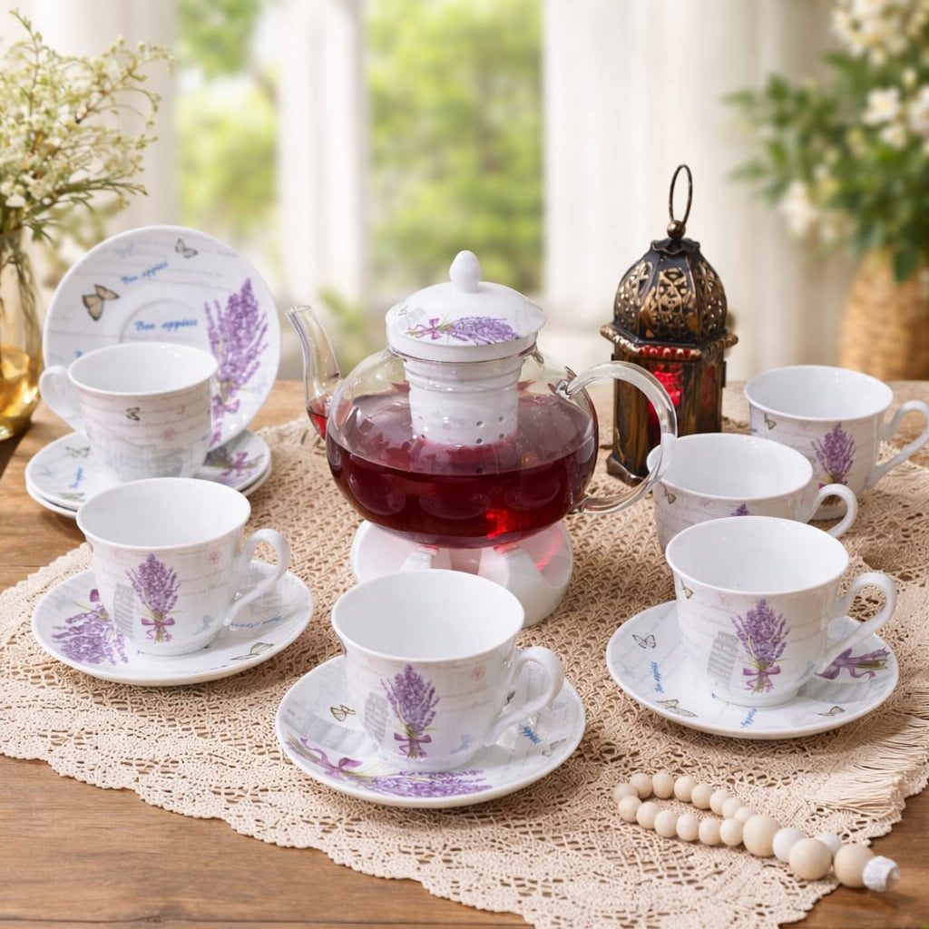 Lavender Porcelain Cups & Pot Set
