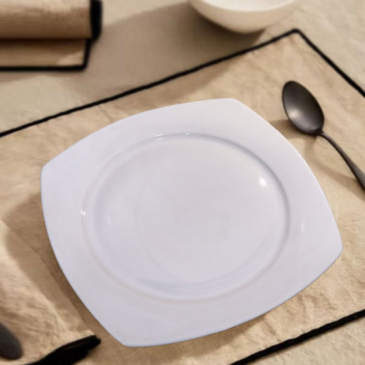 Lightweight Porcelain Square White Plates Set with Box