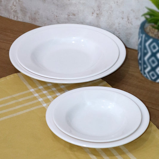 White Melamine Round Deep Plates Set