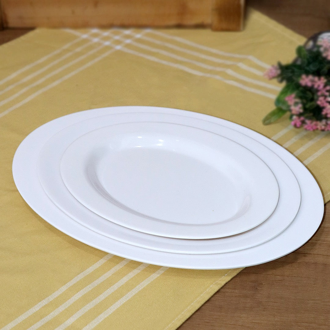 White Melamine Oval Plates Set