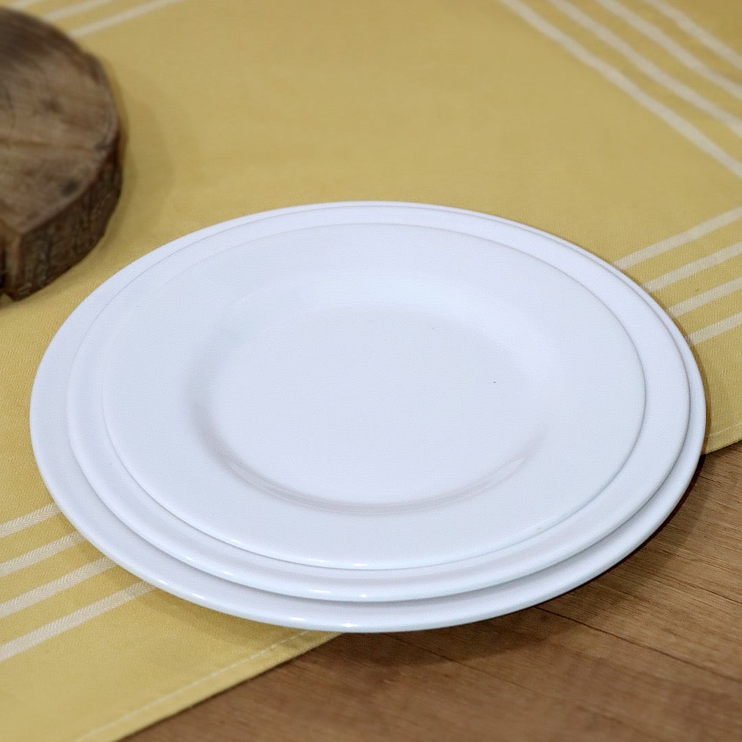 White Melamine Round Plates Set