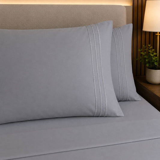 100% Microfiber 6-Piece Grey King Bed Set