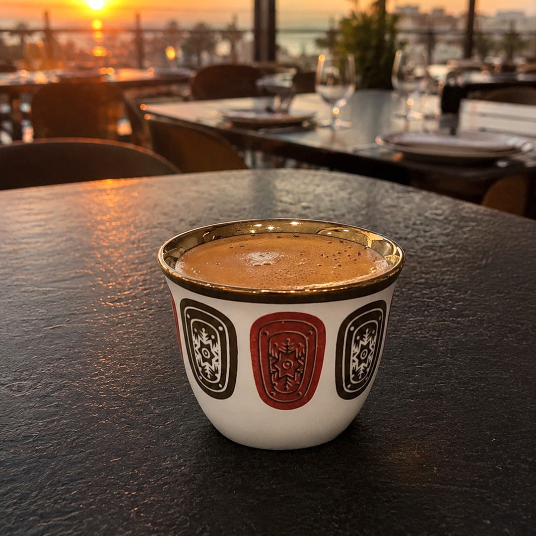 Modern Bordeaux Porcelain Coffee Cups Set (12pcs)