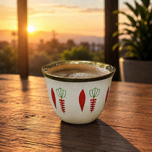 Retro Red Porcelain Coffee Cups Set (12pcs)