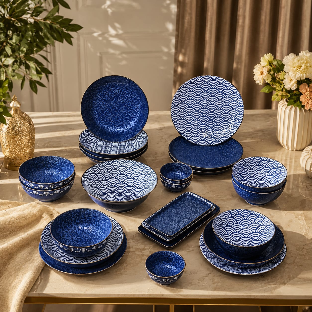 Navy Blue Fine Porcelain Kitchenware Set (25pcs)