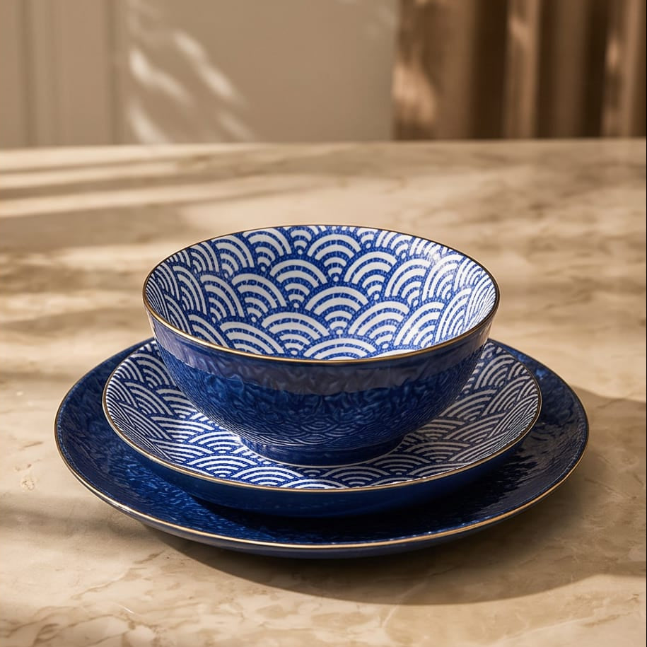 Navy Blue Fine Porcelain Kitchenware Set (25pcs)