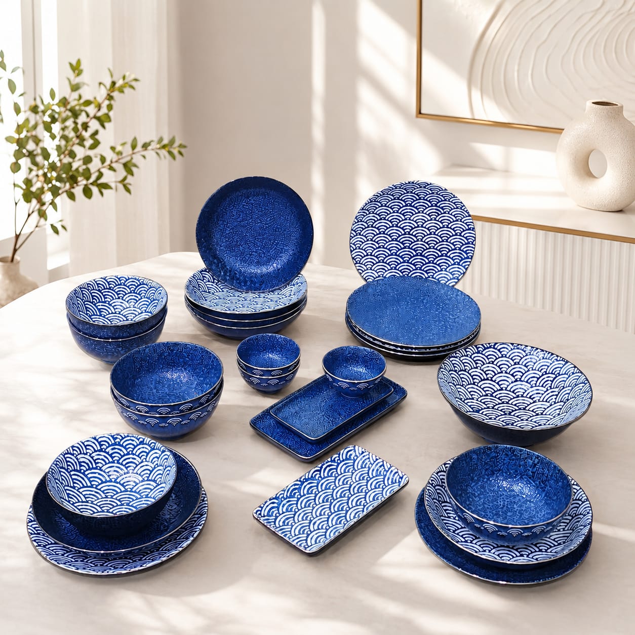 Navy Blue Fine Porcelain Kitchenware Set (25pcs)