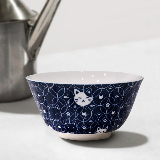 Navy Kitten Porcelain Bowl