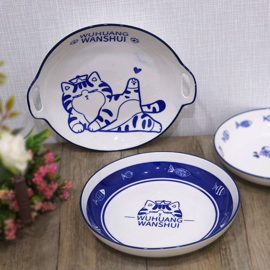 Navy Cat Porcelain Set