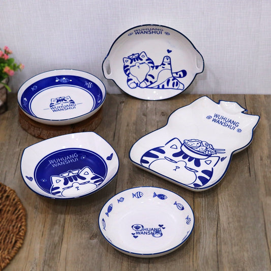 Navy Cat Porcelain Set