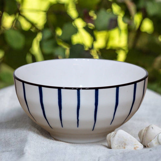 Navy Drops Porcelain Bowl