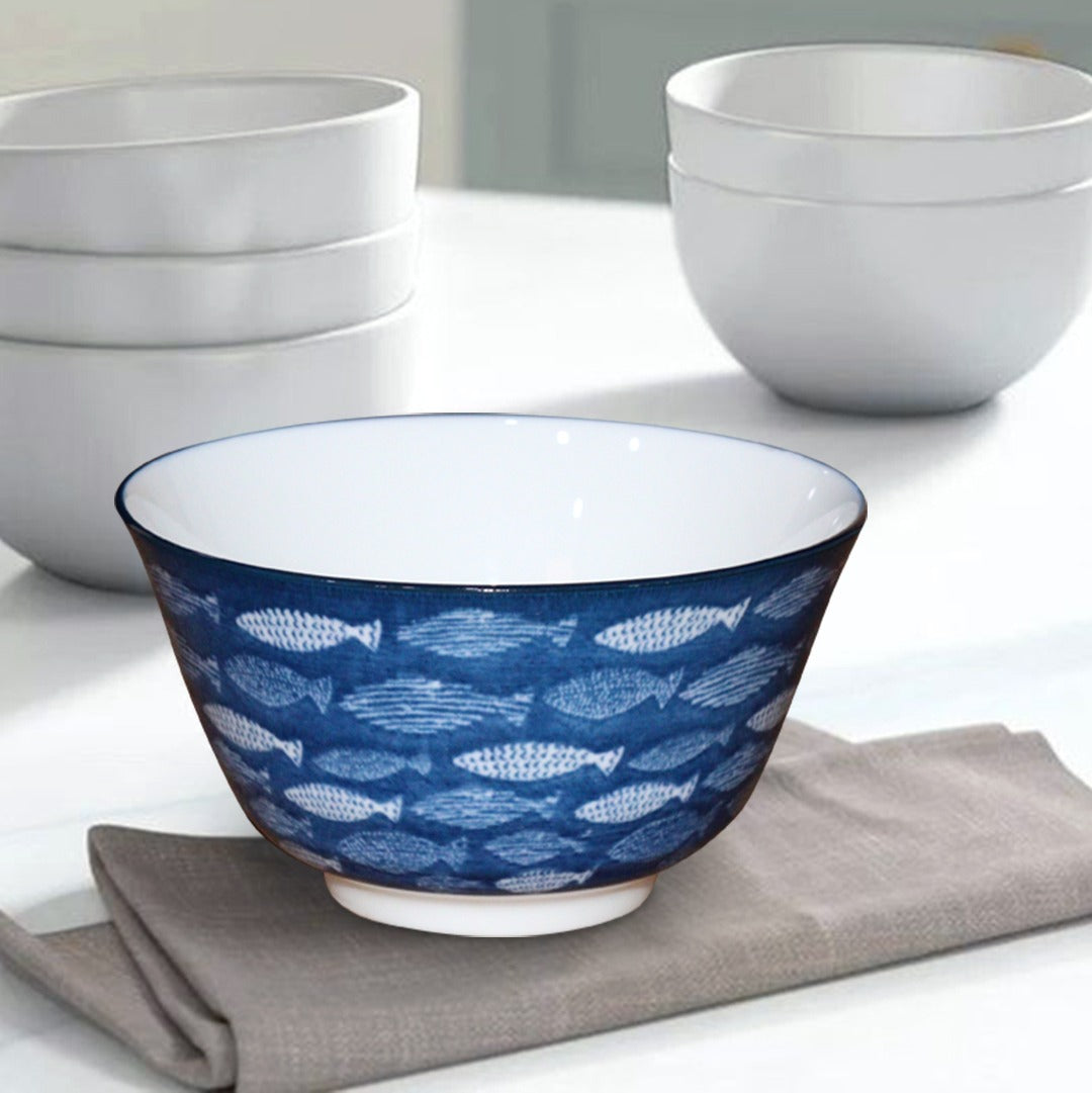 Navy Fish Porcelain Bowl